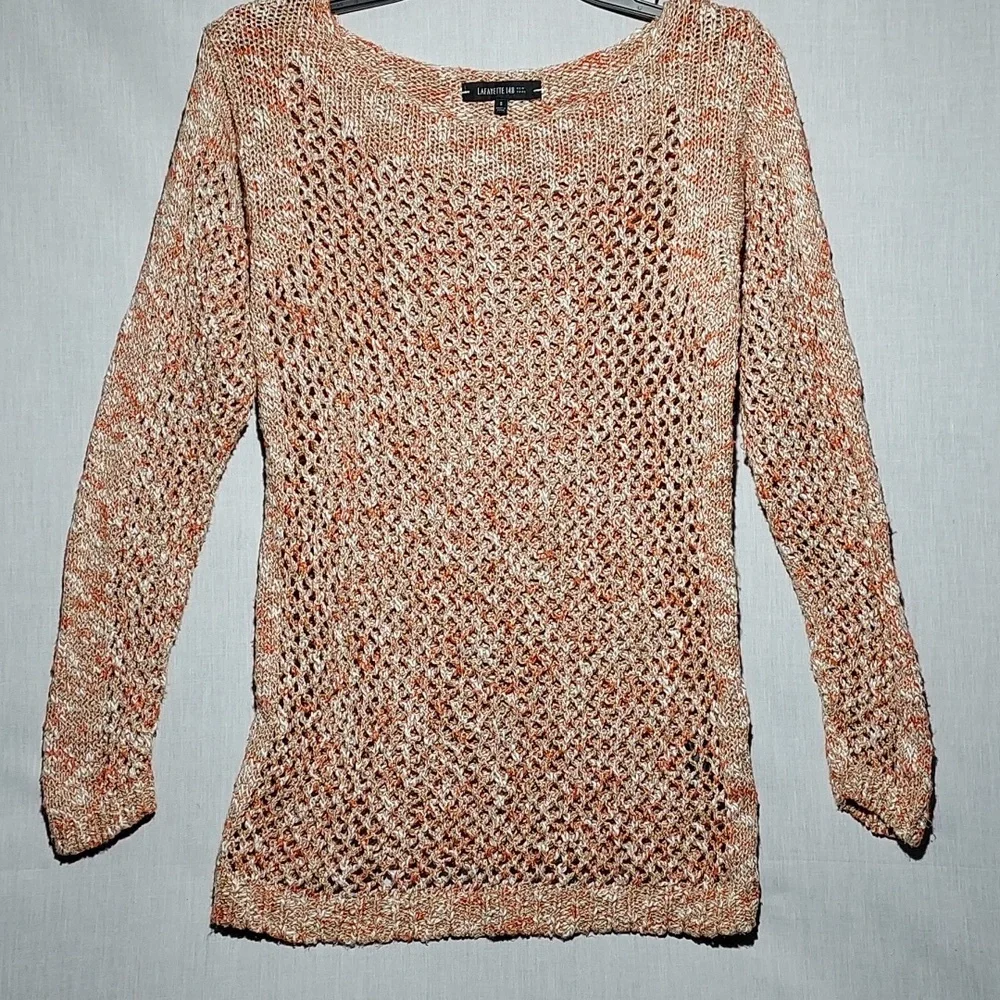 Lafayette 148 cotton/linen blend open knit sweater‎ women's size small